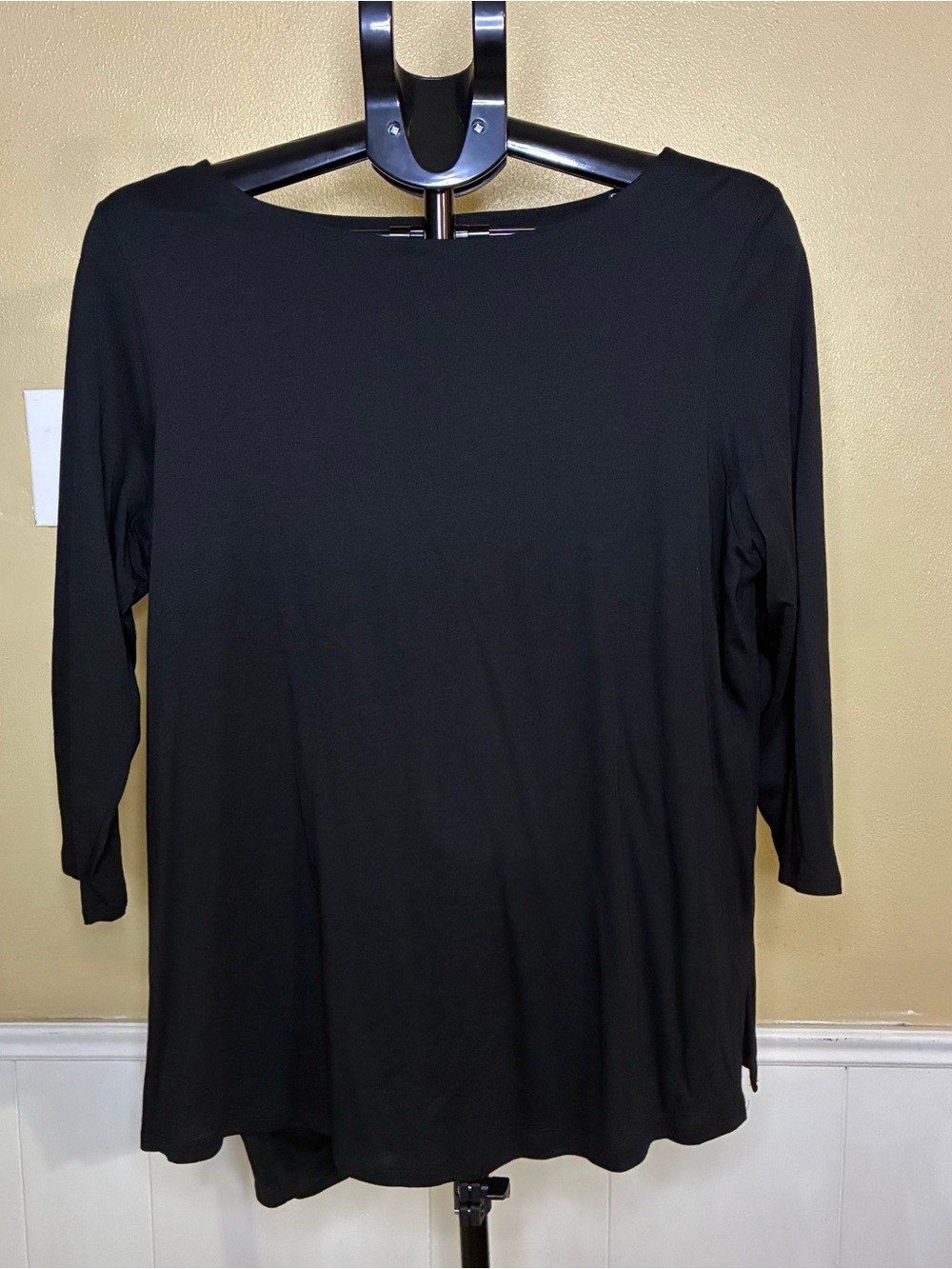 J. Jill Black Long Sleeve Scoop Neck Top